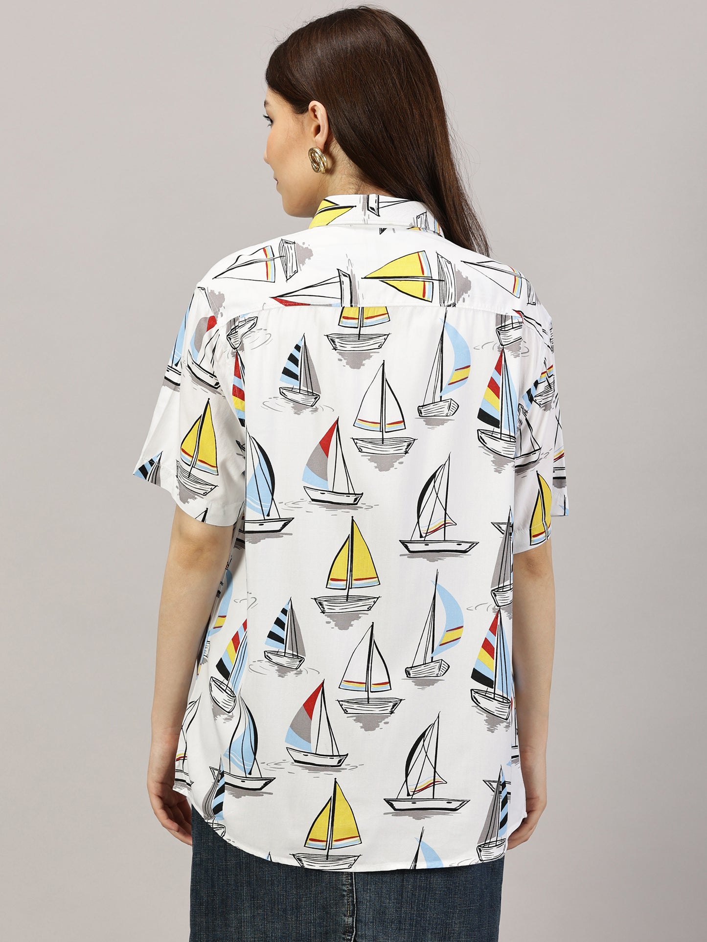 Nautical Odyssey Half-Sleeve Oversized Shirt