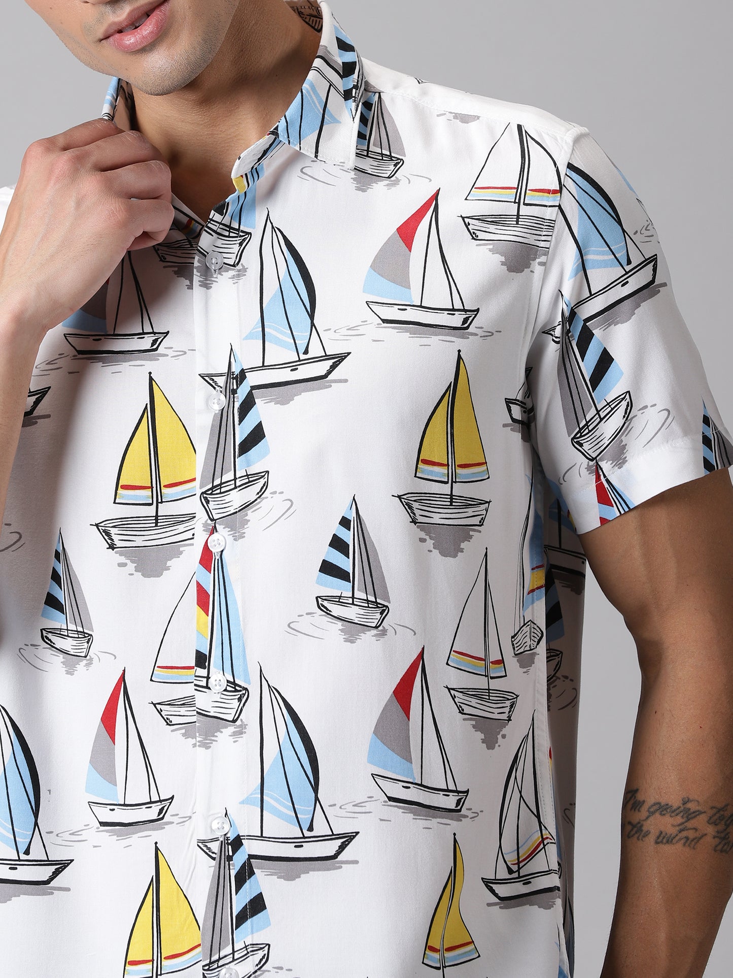 Nautical Odyssey Half-Sleeve Casual Shirt