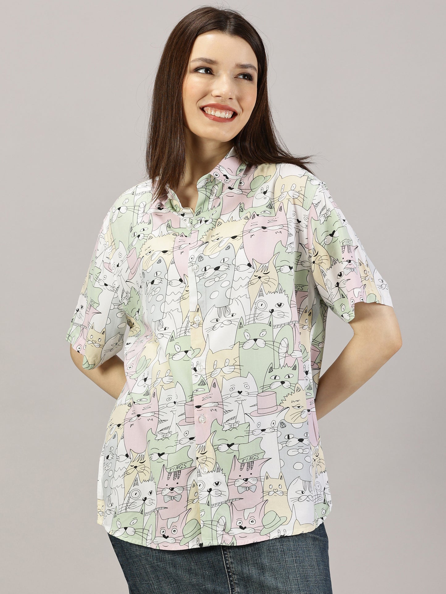 ToonFrenzy Half-Sleeve Oversized Shirt