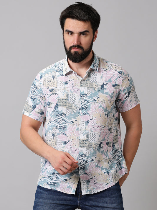 Whimsical Patterned Half-Sleeve Shirt