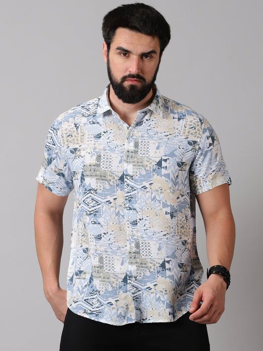 Contemporary Print Half-Sleeve Shirt