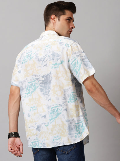 Abstract Scatter Half-Sleeve Casual Shirt