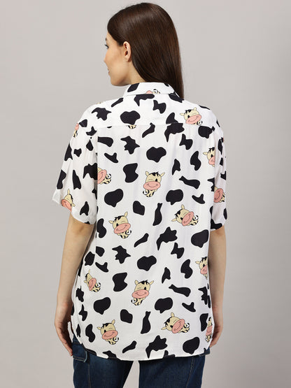 Moo-velous Half-Sleeve Oversized Shirt
