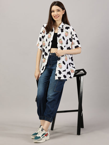 Moo-velous Half-Sleeve Oversized Shirt
