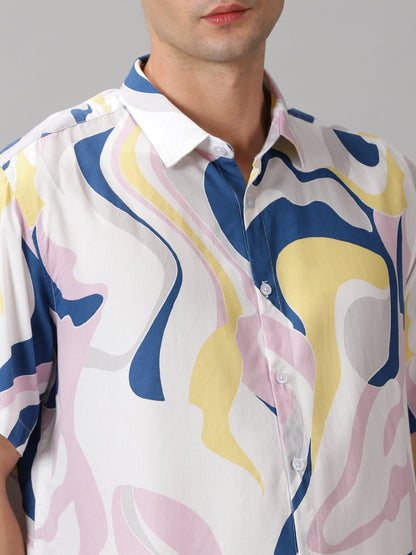 Color Splash Half-Sleeve Casual Shirt