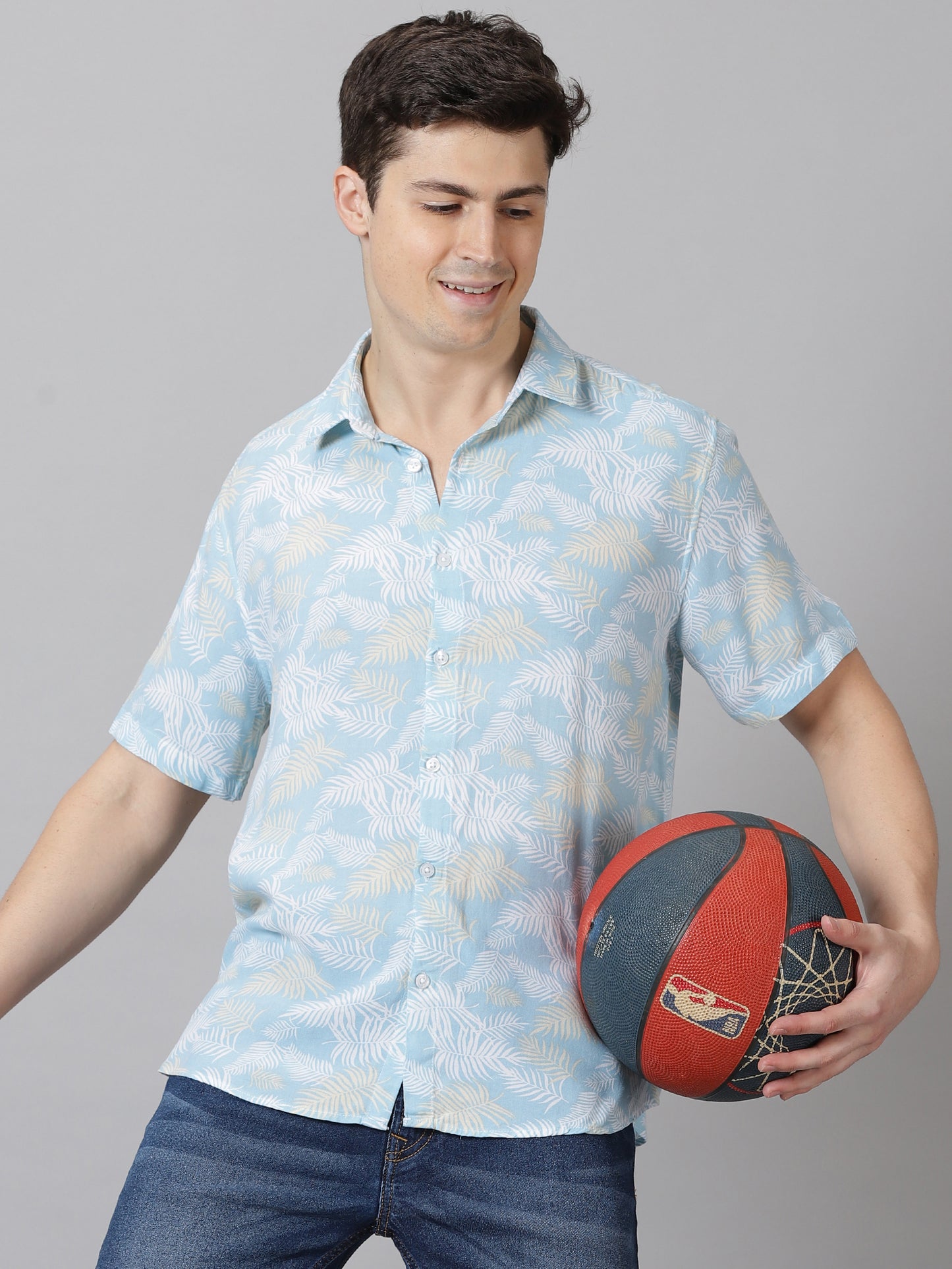 Leafy Breeze Half-Sleeve Casual Shirt