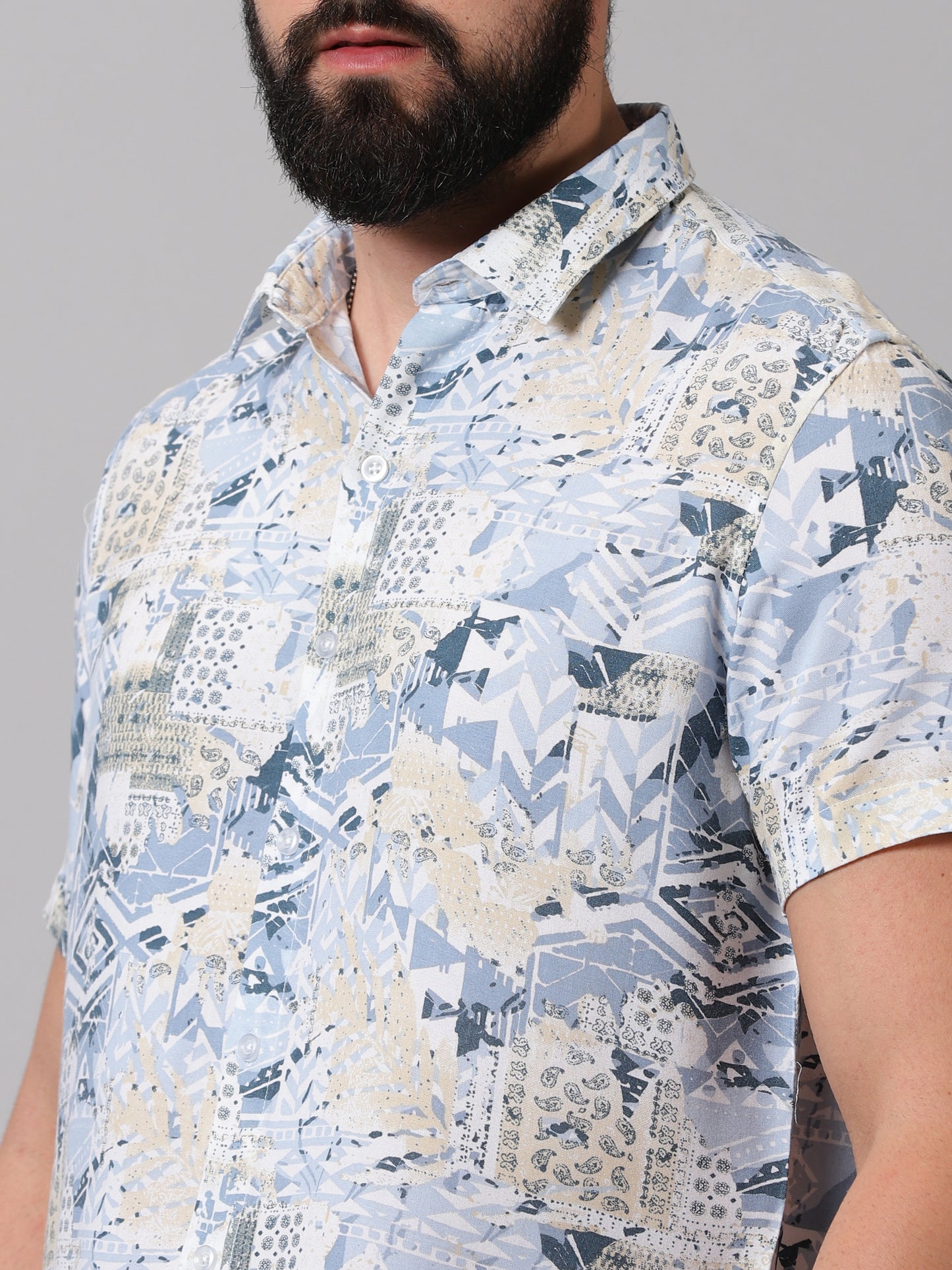Contemporary Print Half-Sleeve Shirt