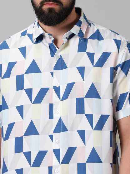Minimalist Geometry Half-Sleeve Shirt