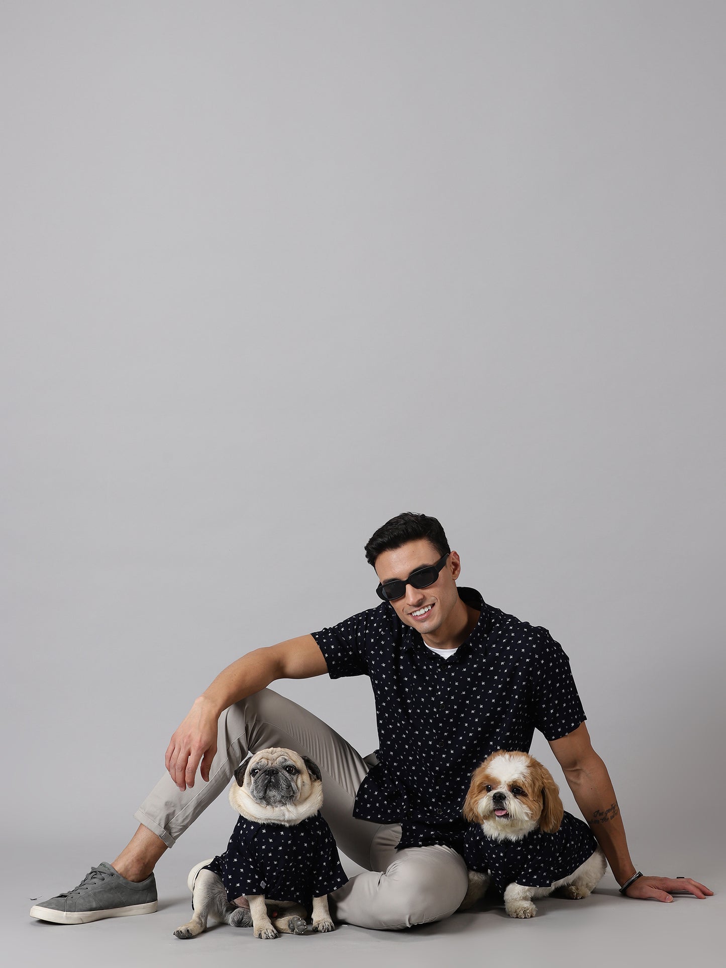 Navy Botanic Human & Dog Shirt Combo