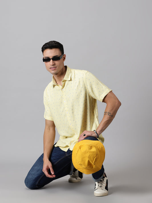 Lemon Sorbet Half-Sleeve Casual Shirt