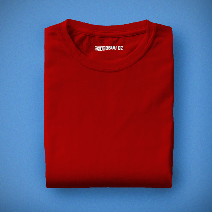 Solid Cherry Red Half Sleeves T-Shirt