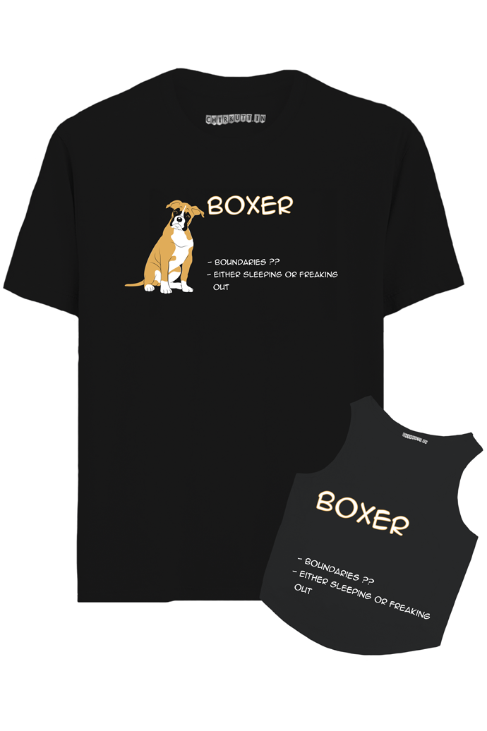 Boxer Hooman And Dog T-Shirt Combo