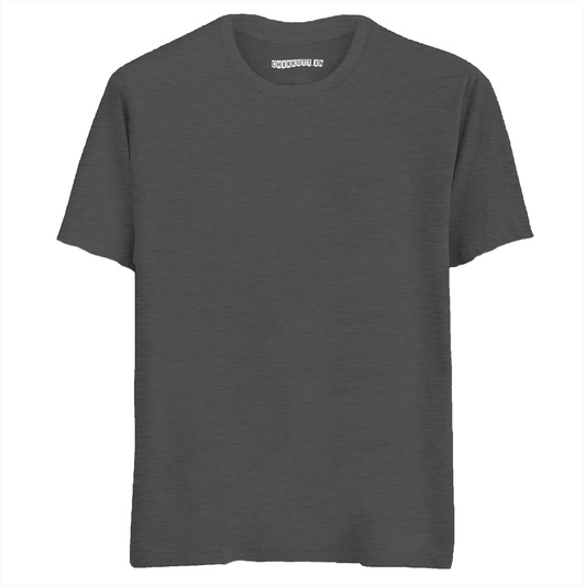 Solid Charcoal Melange Half Sleeves . T-Shirt